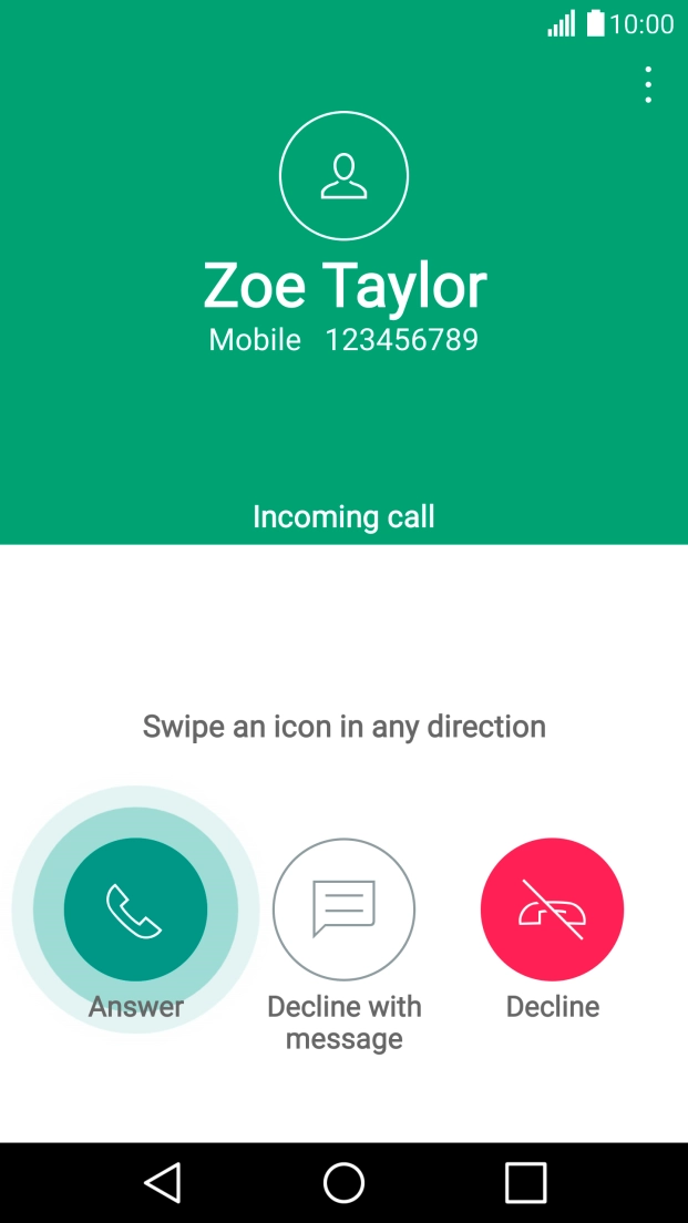 When you have an ongoing call, a new call is signalled by a sound. Press and drag Answer right to answer the new call.