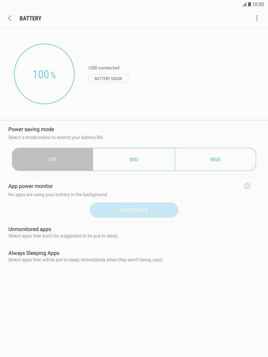 Press the required setting.