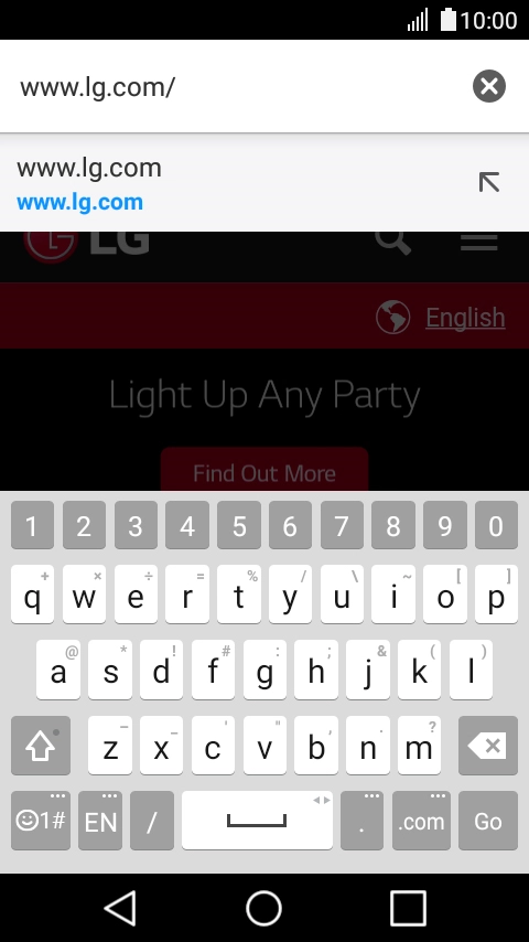 Key in the address of the required web page and press Go.