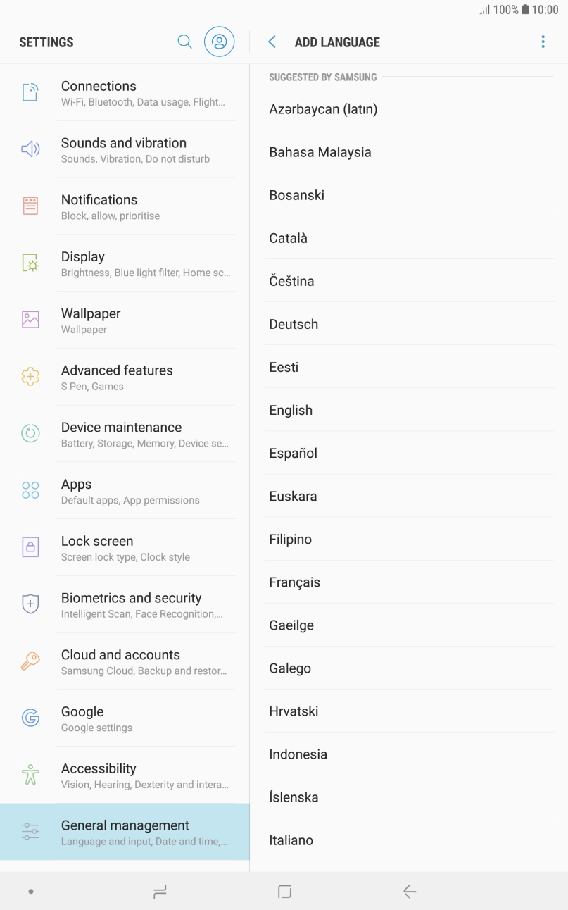 Press the required language.