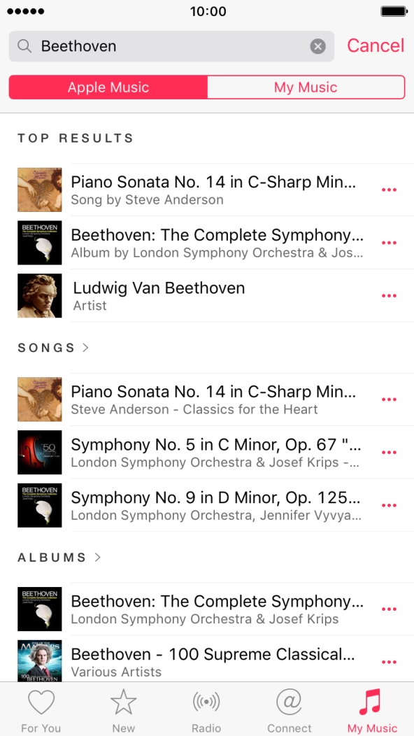 Press the dots next to the required song.