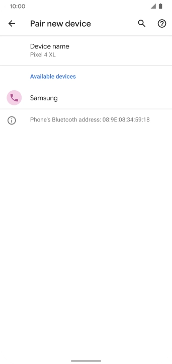 Press the required Bluetooth device and follow the instructions on the screen to pair the device with your phone. Press the required Bluetooth device and follow the instructions on the screen to pair the device with your phone.