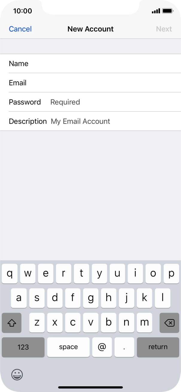 Press Password and key in the password for your email account.