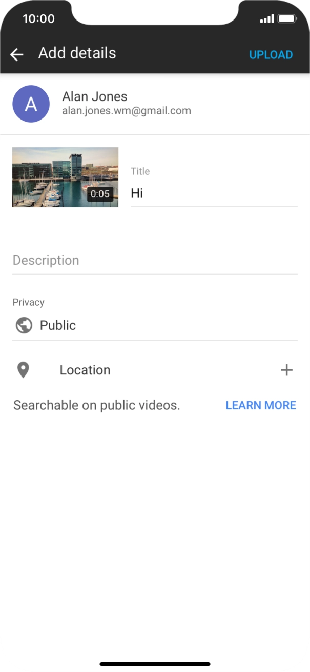 Write the required text and press UPLOAD.