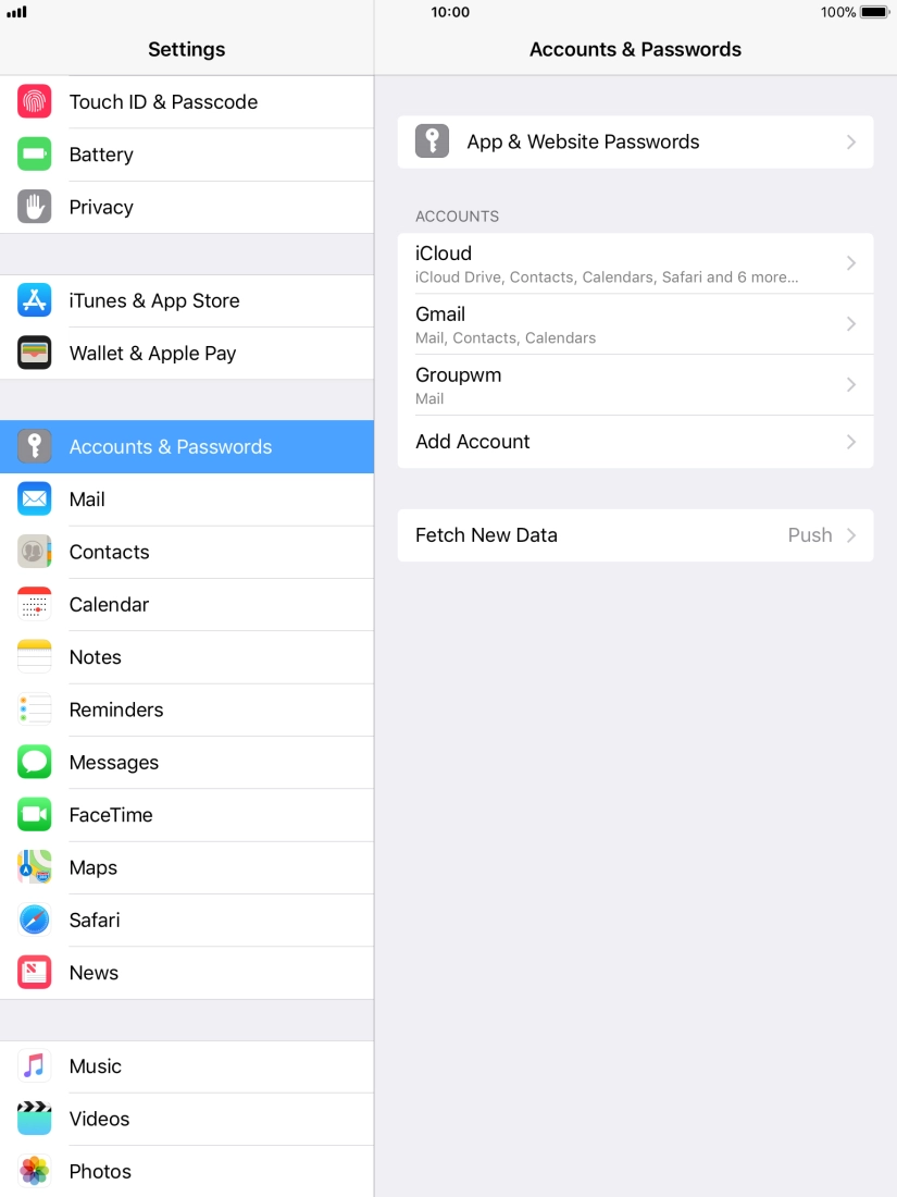 Press the required account.