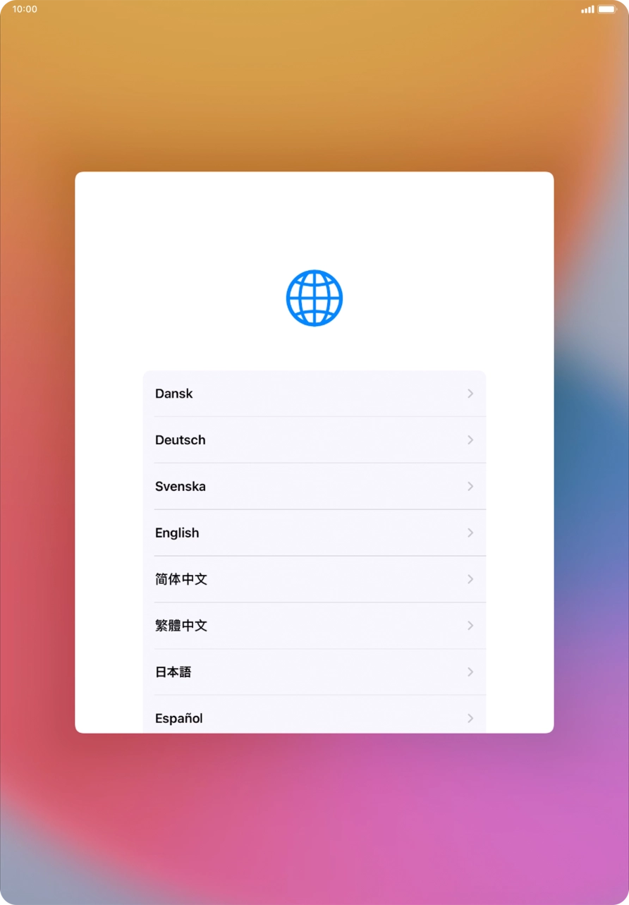 Press the required language. Press the required language.