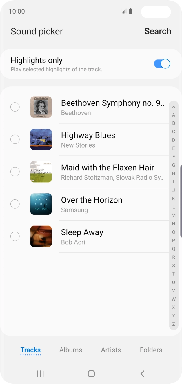 Press the different ring tones to hear them.