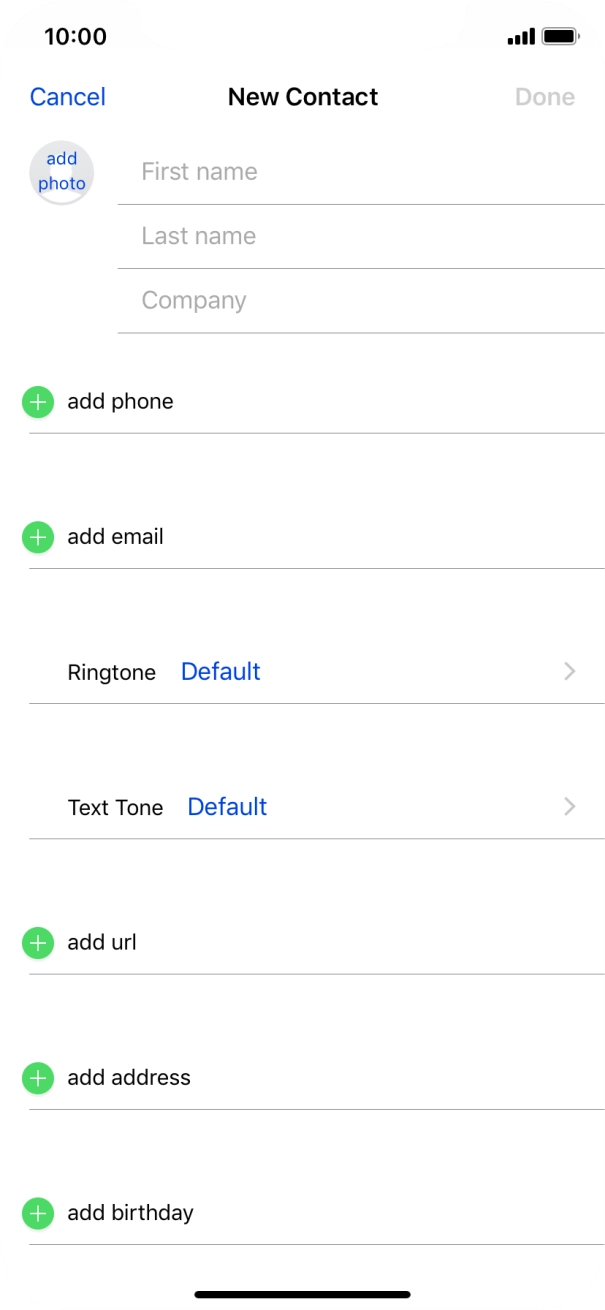 Press First name and key in the first name.