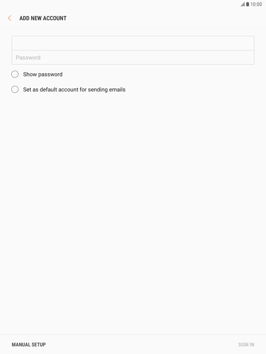 Press Password and key in the password for your email account.