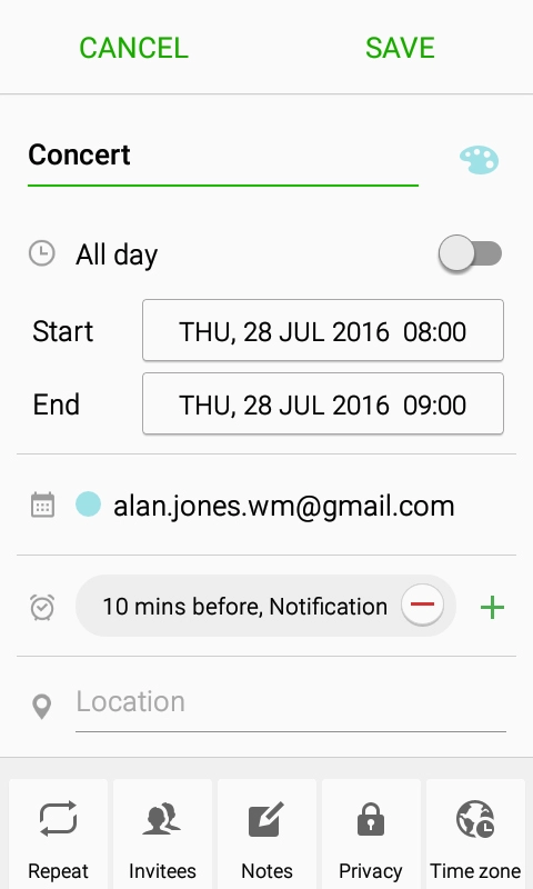 Press the field next to 