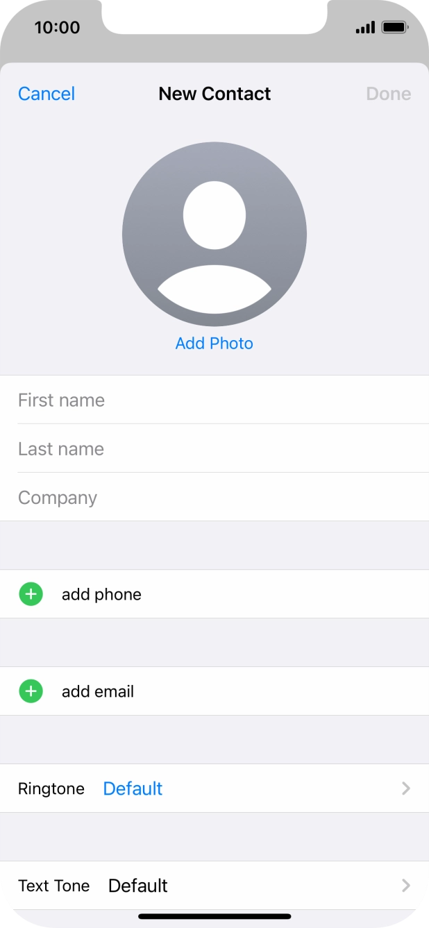 Press First name and key in the first name.