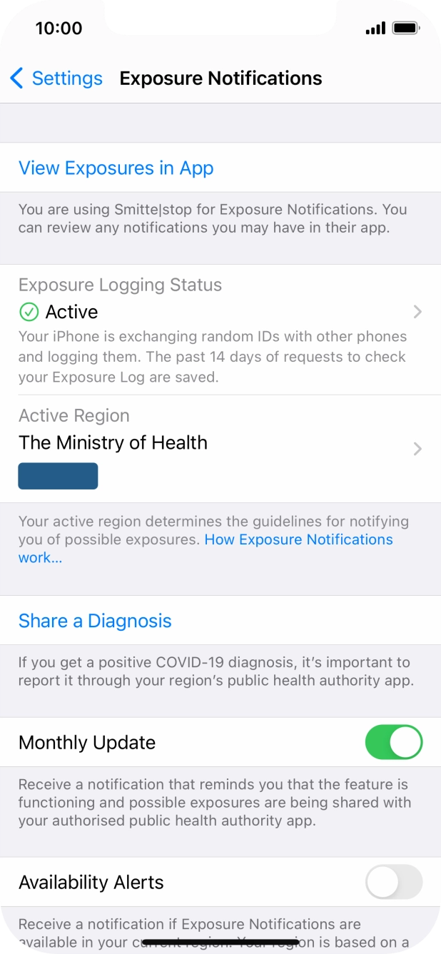 Press Exposure Logging Status.
