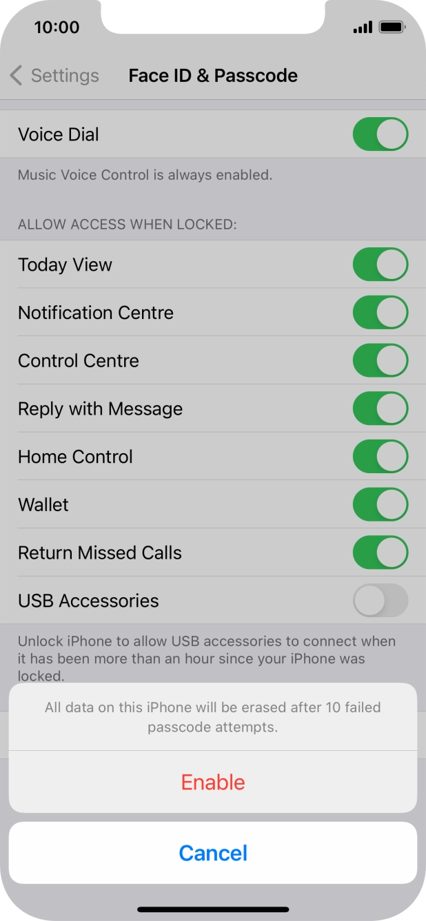 If you turn on the function, press Enable. If you turn on the function, press Enable.