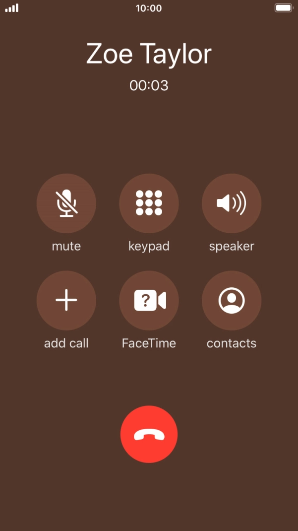 Press the end call icon to end the call.