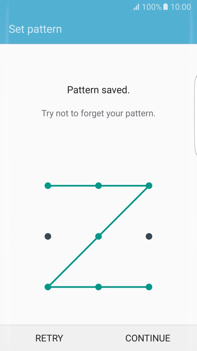 Slide your finger across the screen to connect at least four points and press CONTINUE.