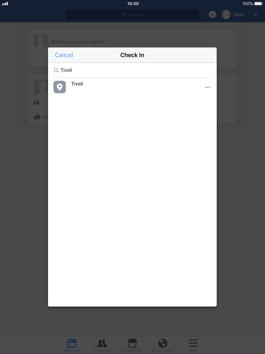 Key in the required search word and press the required location.