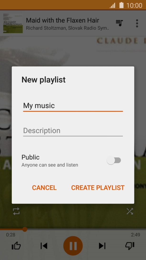Key in a name for the playlist and press CREATE PLAYLIST.