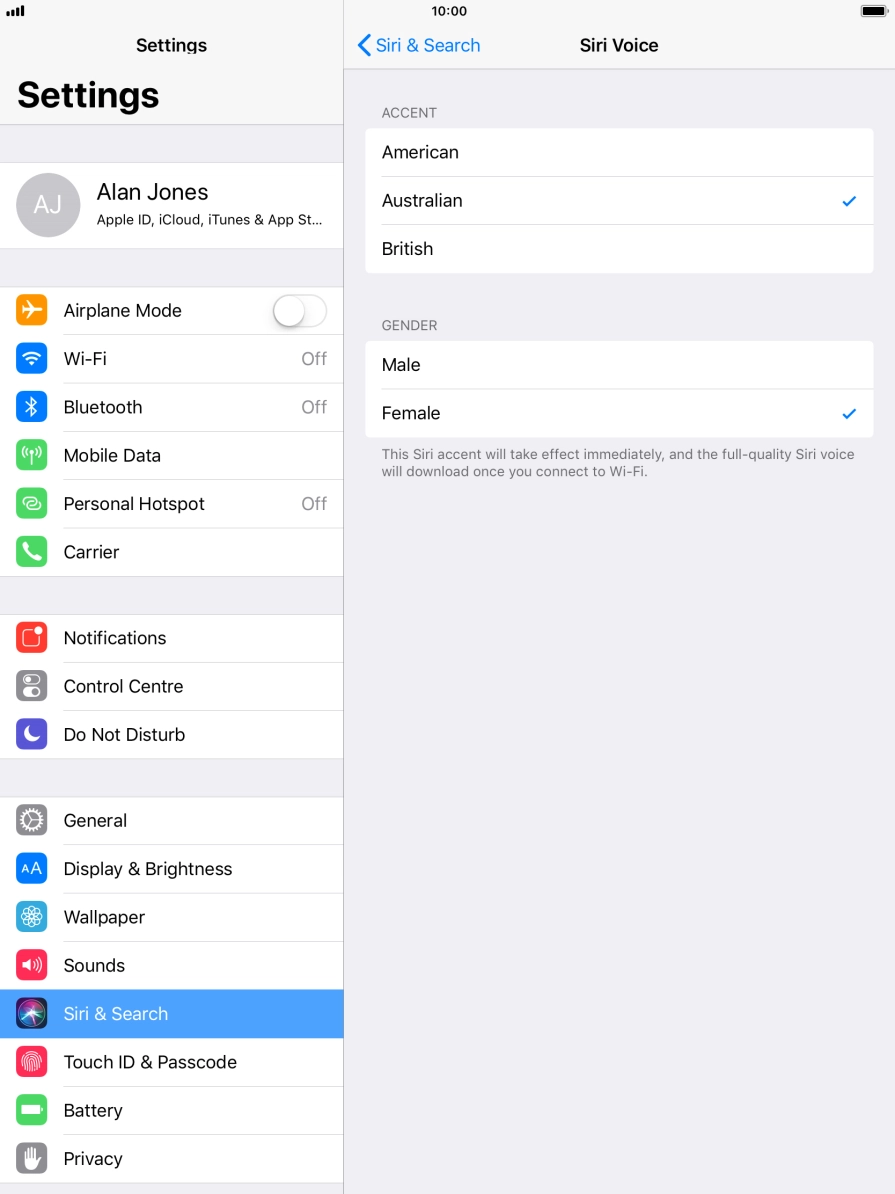 Press the required accent.