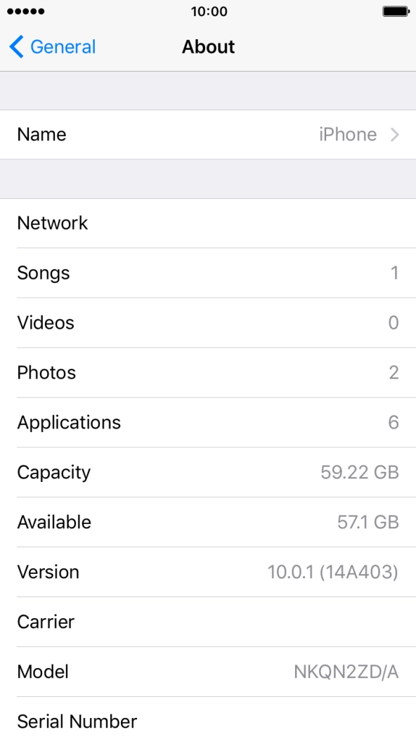 Your phone's software version is displayed next to Version. Your phone's software version is displayed next to Version.