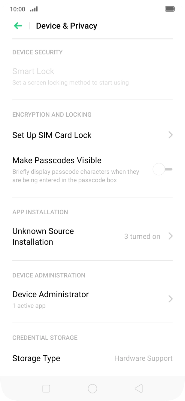 Press Set Up SIM Card Lock.