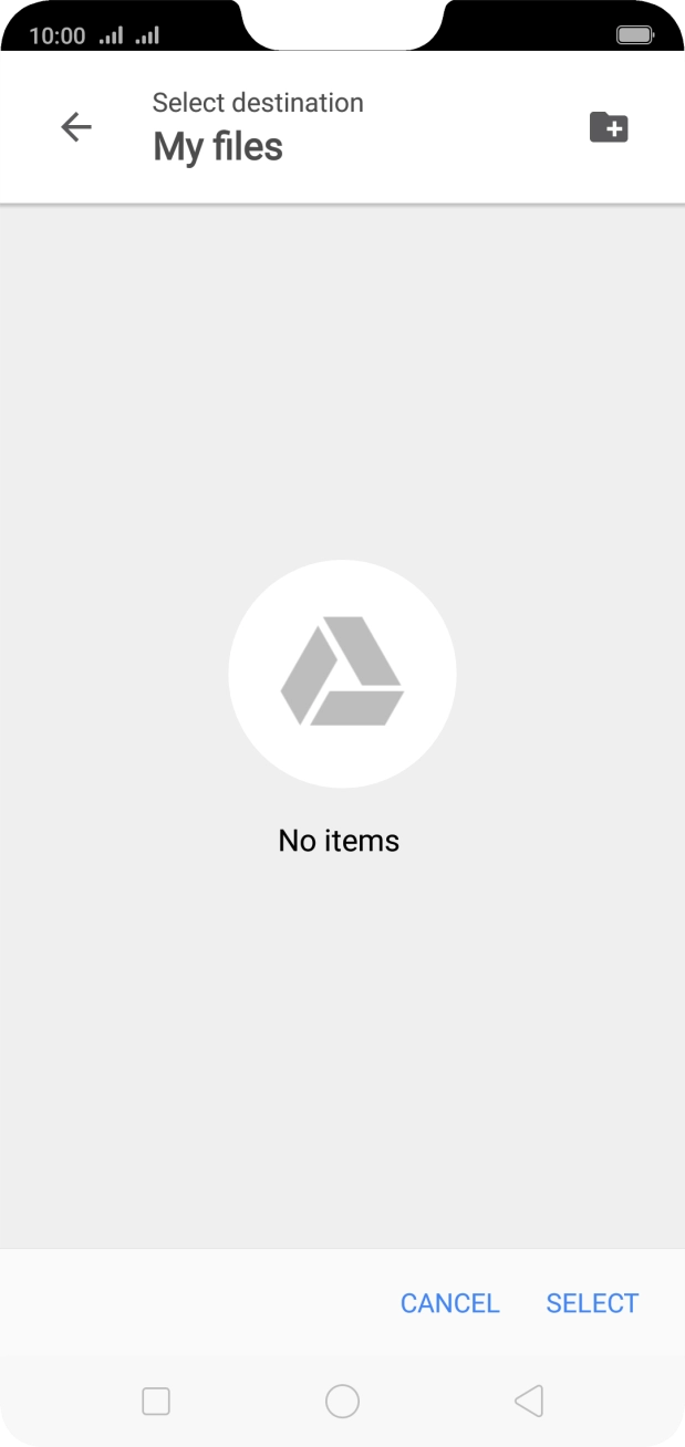 To create a new folder, press the new folder icon and follow the instructions on the screen to create a new folder.