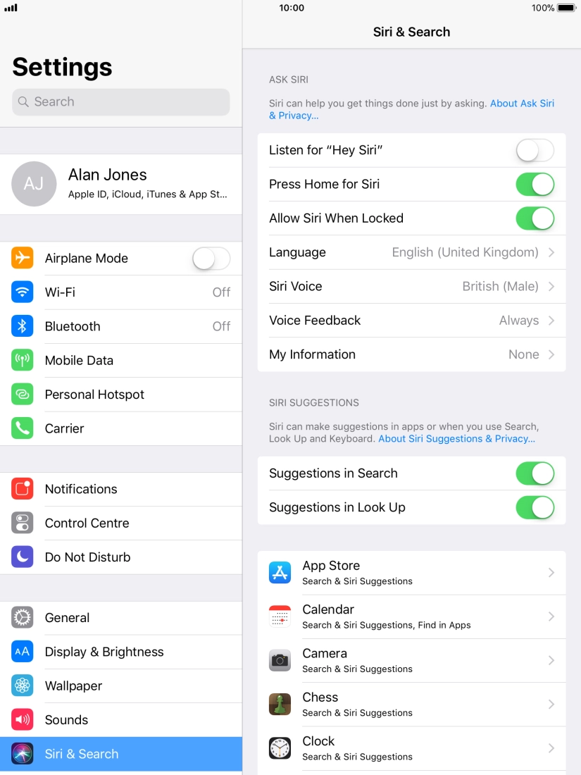 Press the indicator next to 