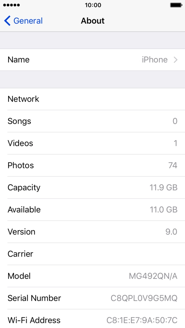Your phone's software version is displayed next to Version. Your phone's software version is displayed next to Version.