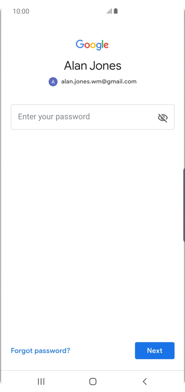 Press Enter your password and key in the password for your Google account.