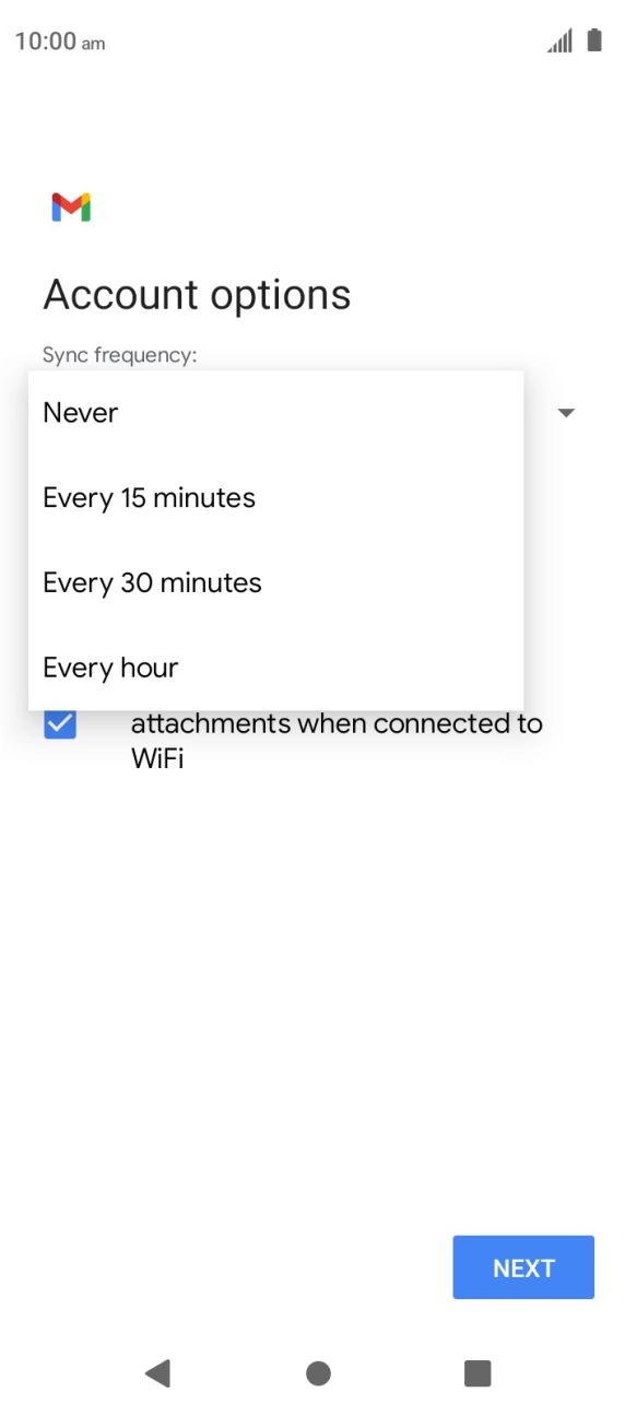 Press the required setting.