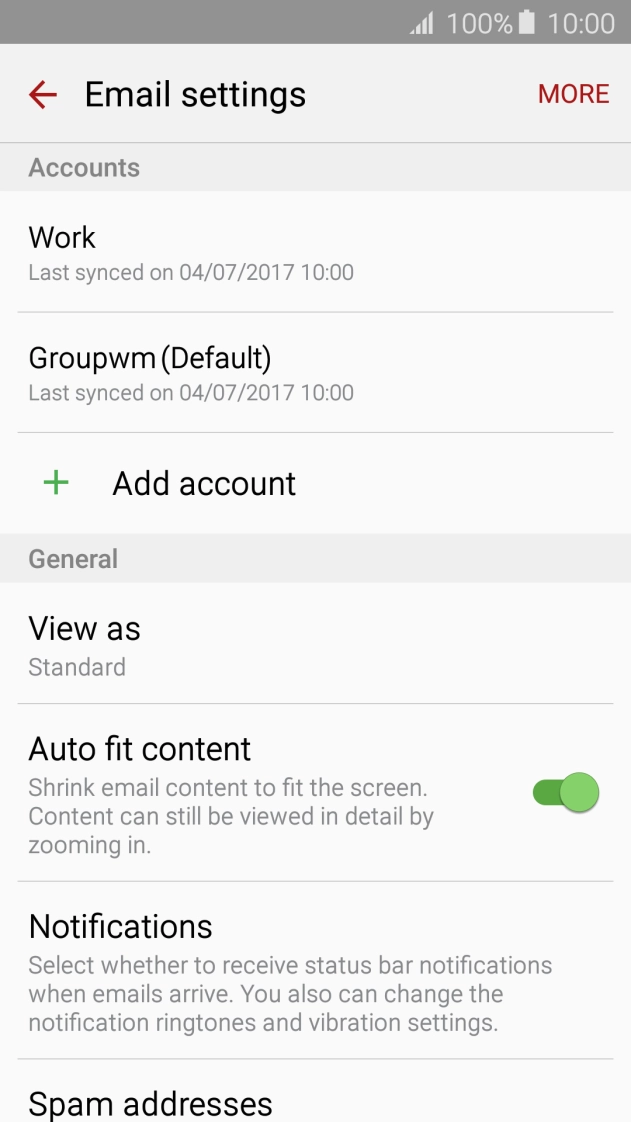 Press the required account.