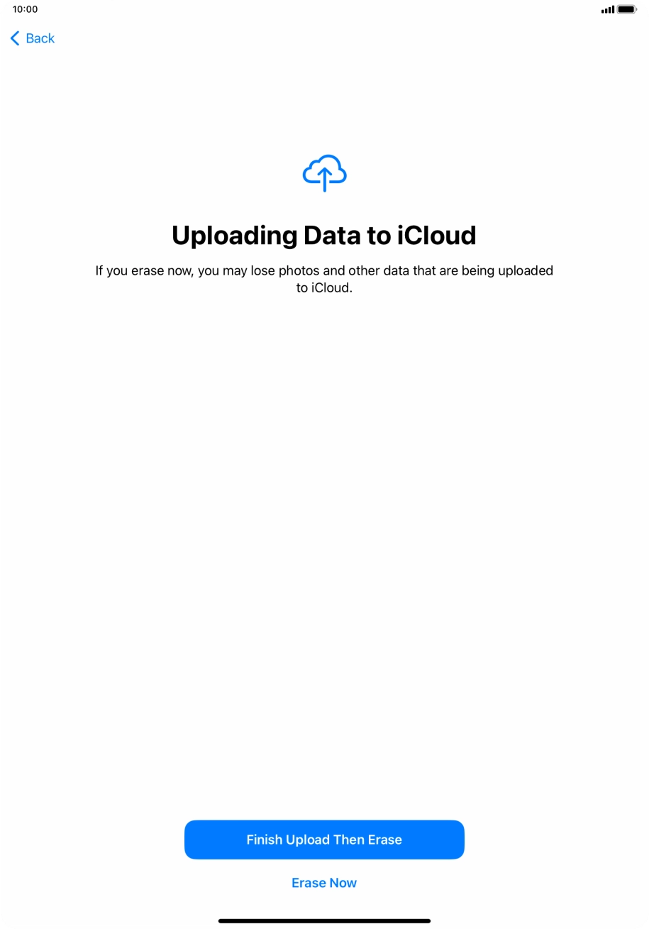 Press the required setting.