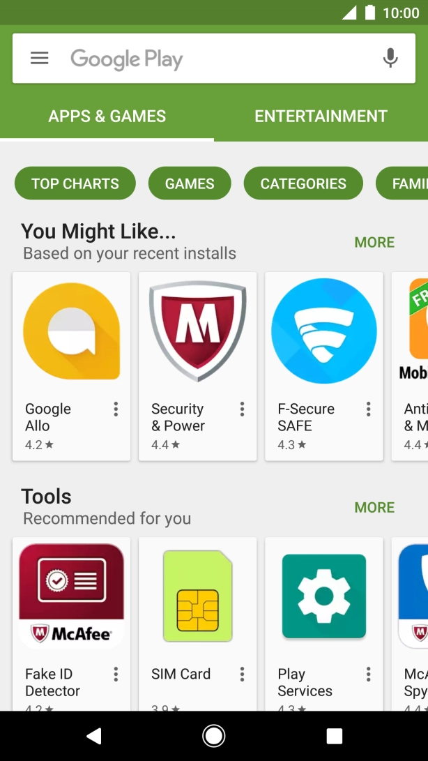 Press the search field.