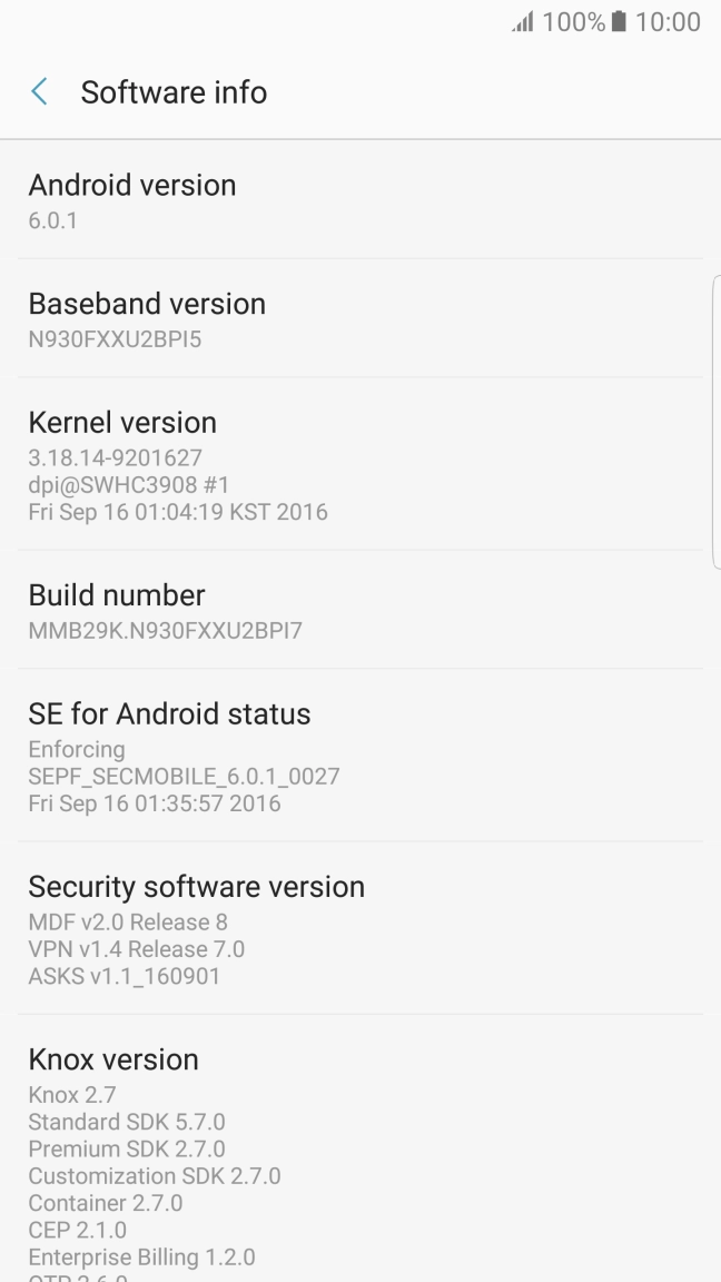 Your phone's software version is displayed below Android version.