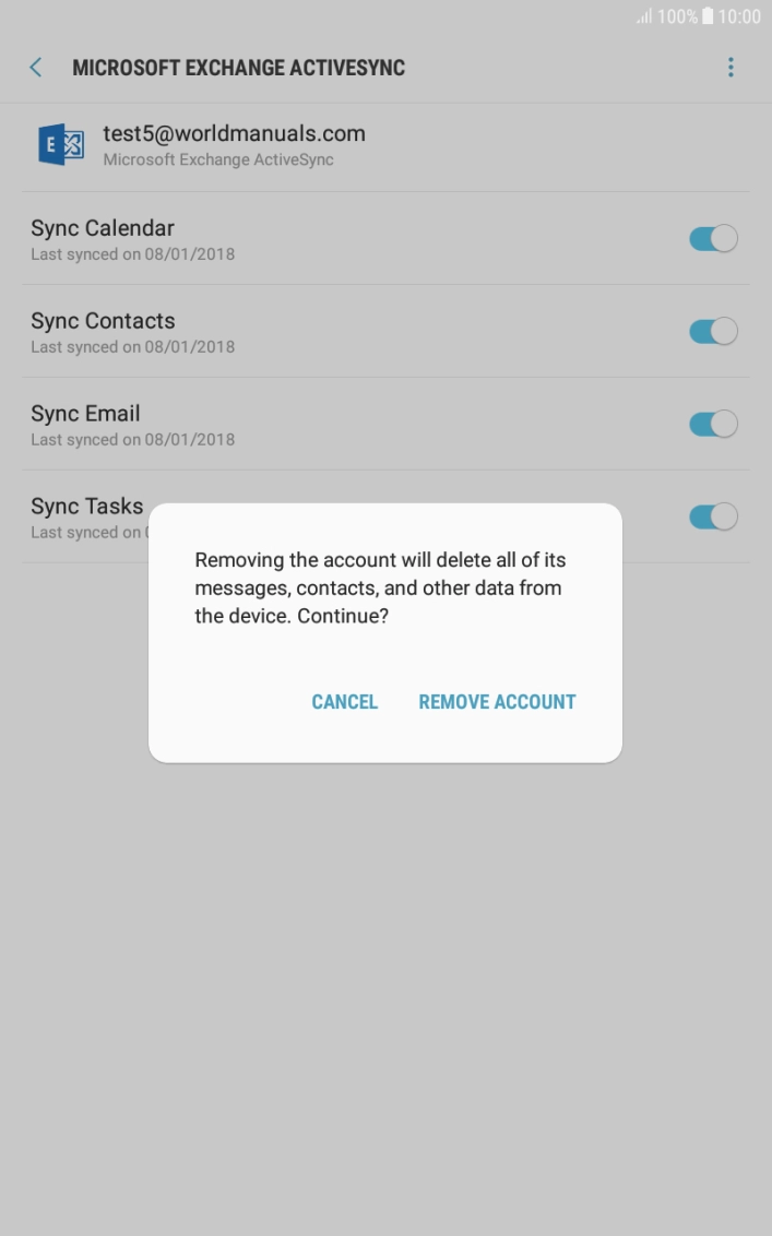Press REMOVE ACCOUNT.