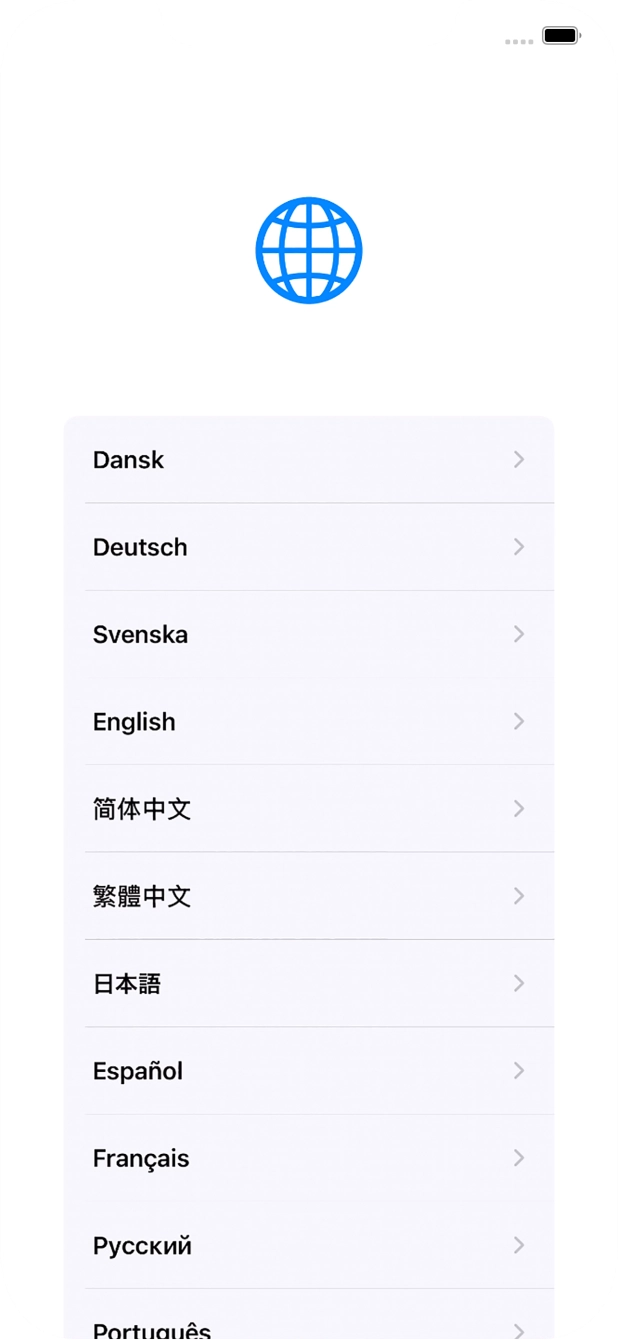 Press the required language. Press the required language.