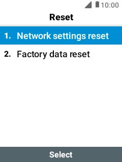 Select Network settings reset. Select Network settings reset.