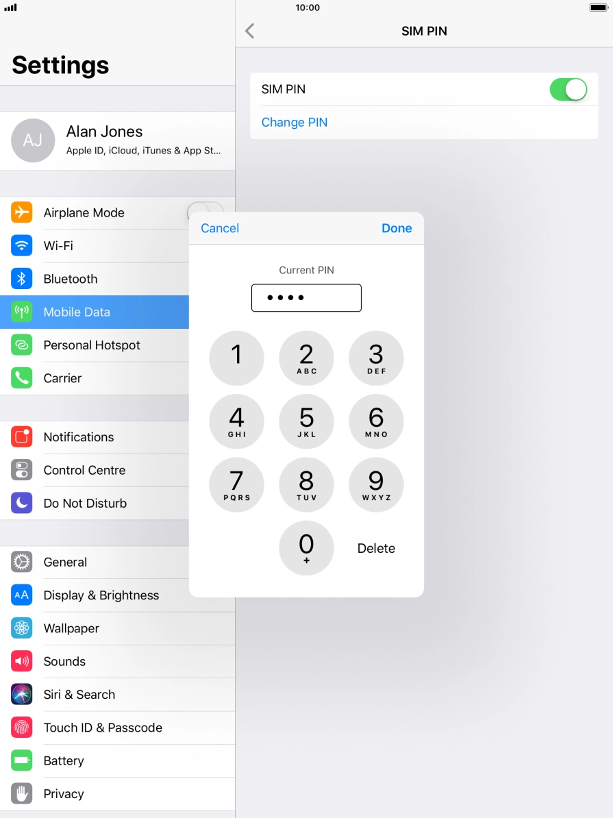 Key in your current PIN and press Done.