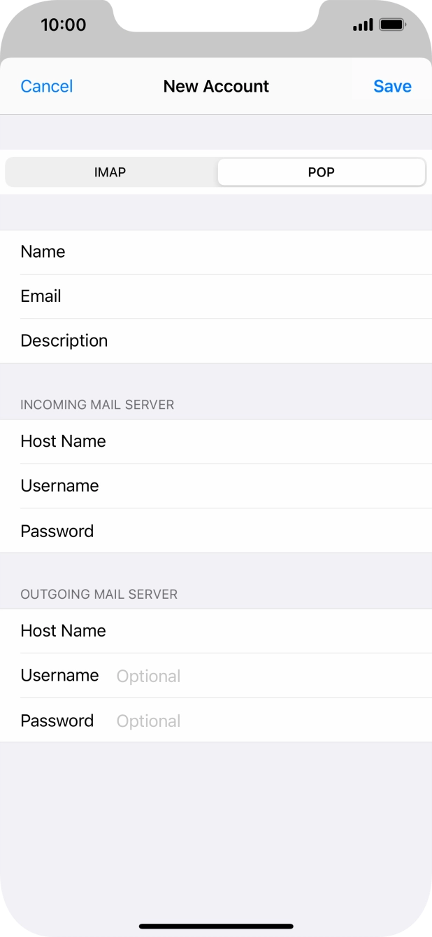 Press Username and key in the username for your email account. Press Username and key in the username for your email account.