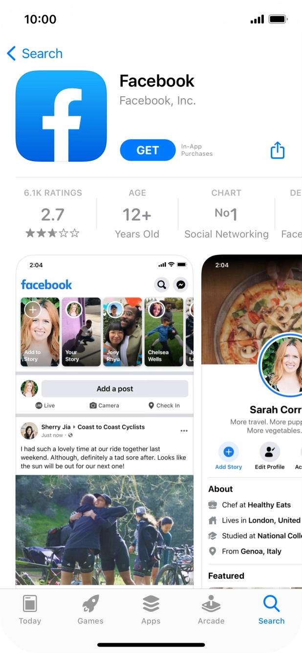 Press GET and follow the instructions on the screen to install the app.