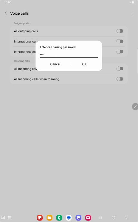 Key in your call barring password and press OK. Key in your call barring password and press OK.
