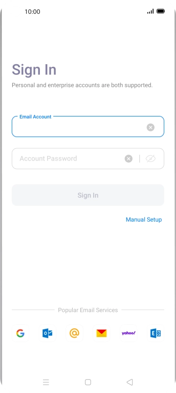 Press Account Password and key in the password for your email account. Press Account Password and key in the password for your email account.