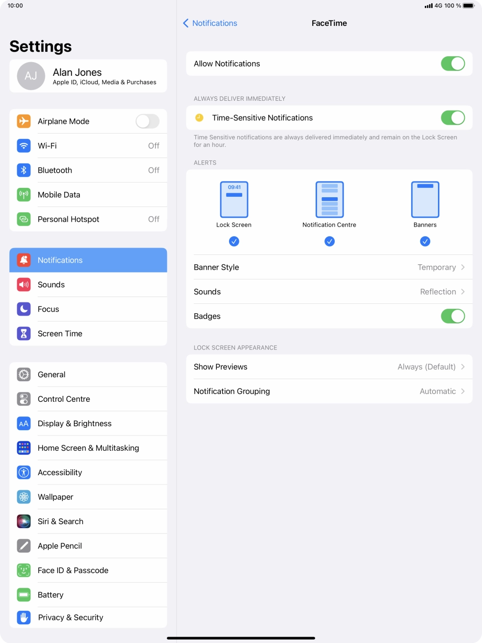 Press the indicator next to 
