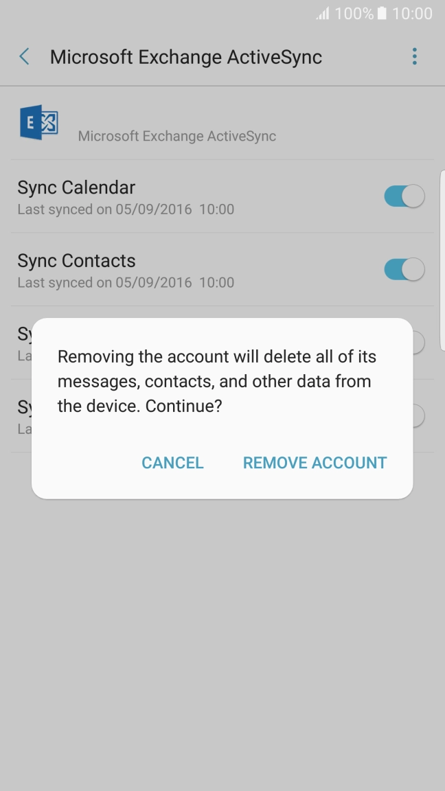Press REMOVE ACCOUNT.