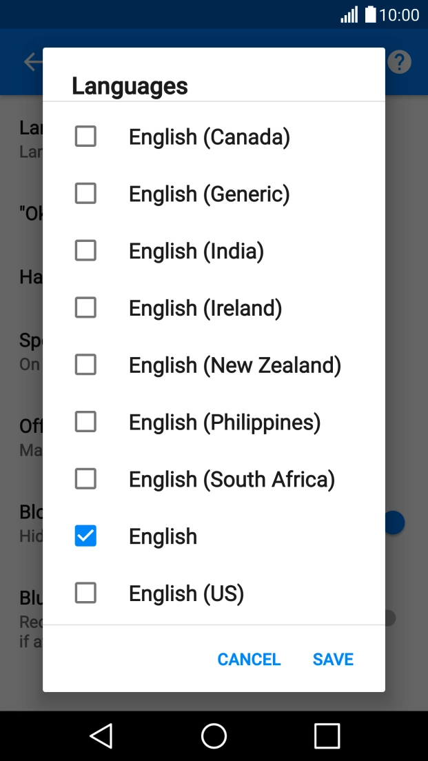 Press the required language.