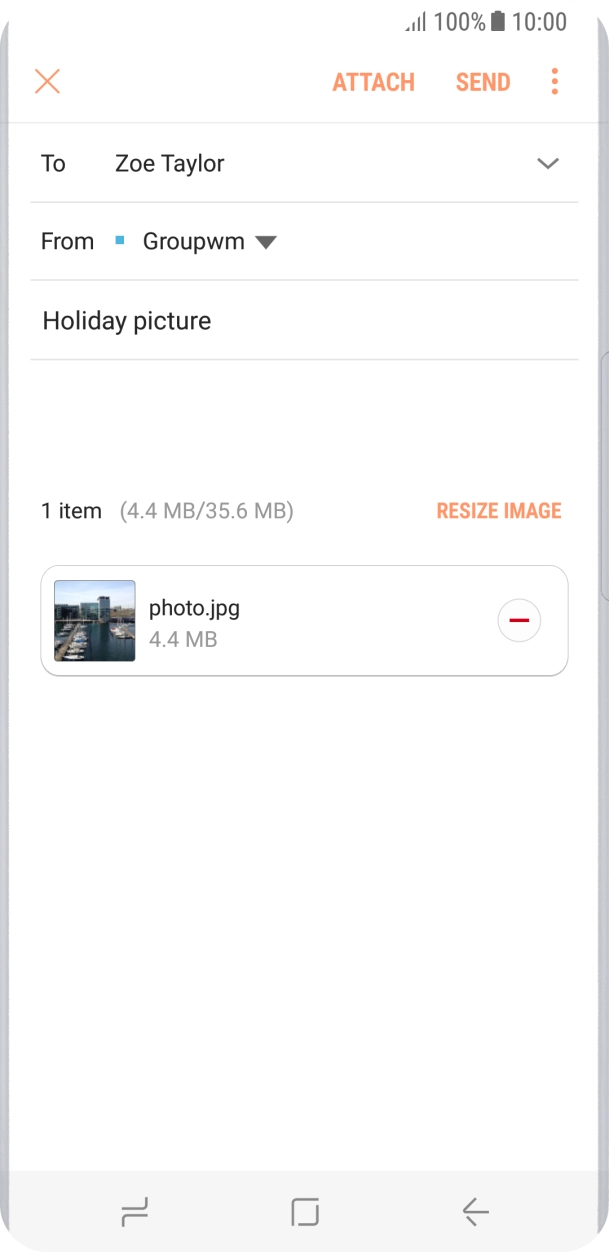 Press the text input field and write the text for your email.
