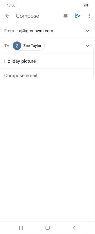 Press the text input field and write the text for your email. Press the text input field and write the text for your email.