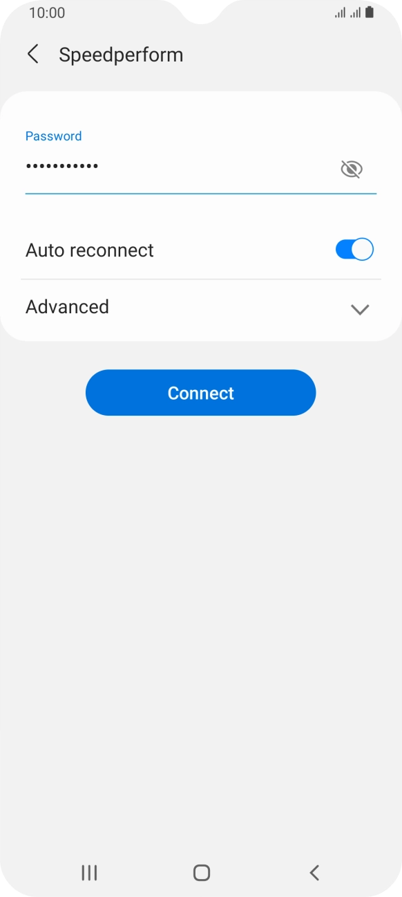 Key in the password for the Wi-Fi network and press Connect. Key in the password for the Wi-Fi network and press Connect.