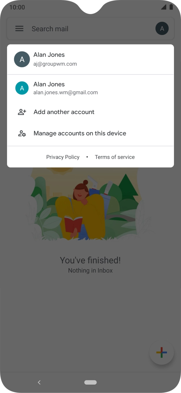 Press the required email account.
