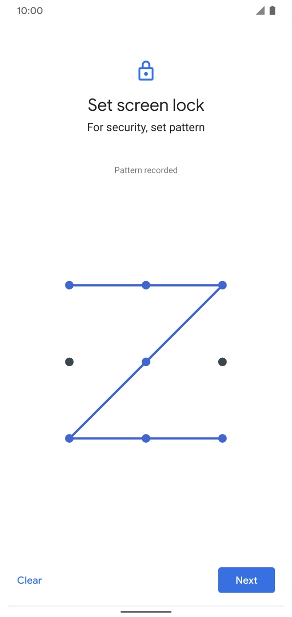 Slide your finger across the screen to connect at least four points and press Next.