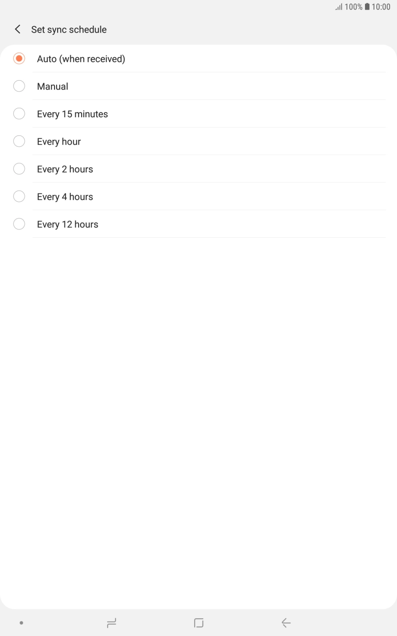 Press the required setting.